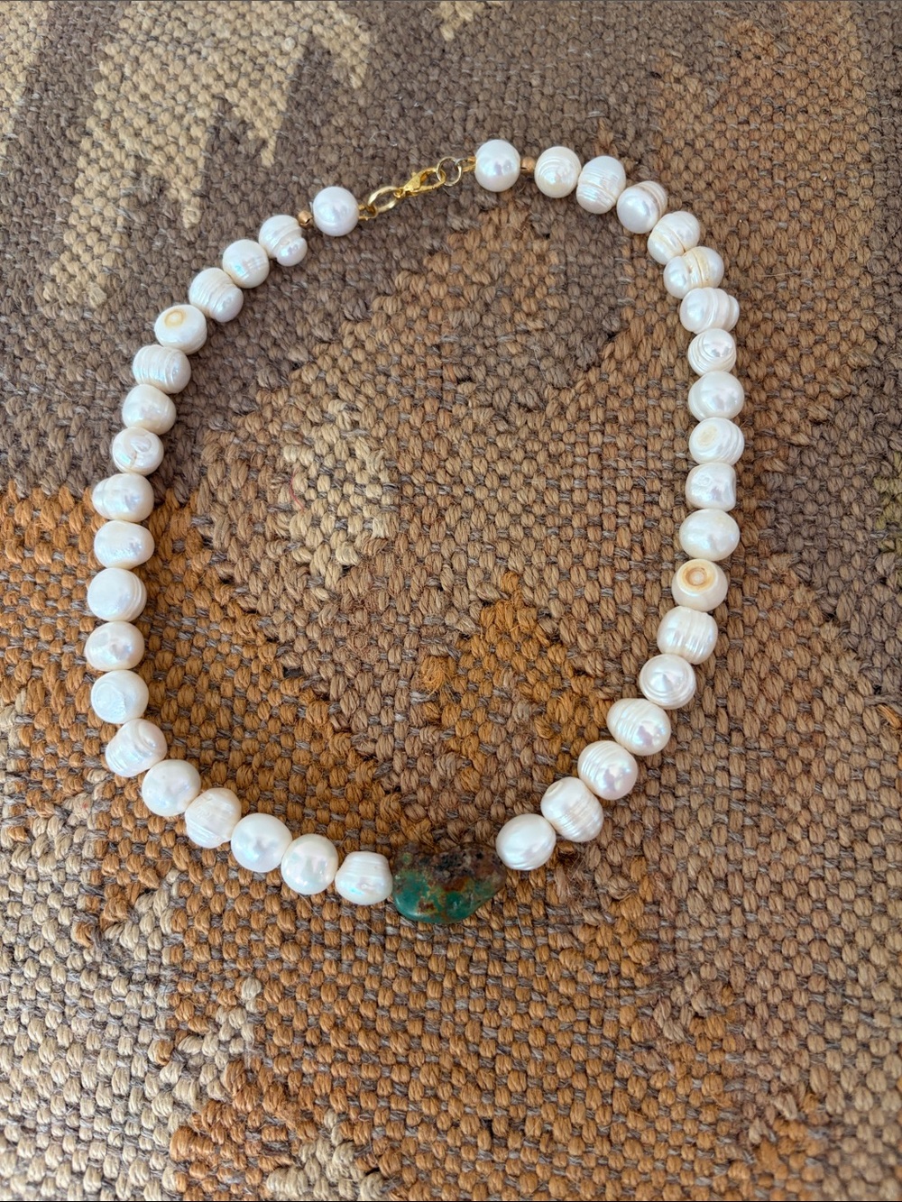 Handmade freshwater pearls with chunky turquoise